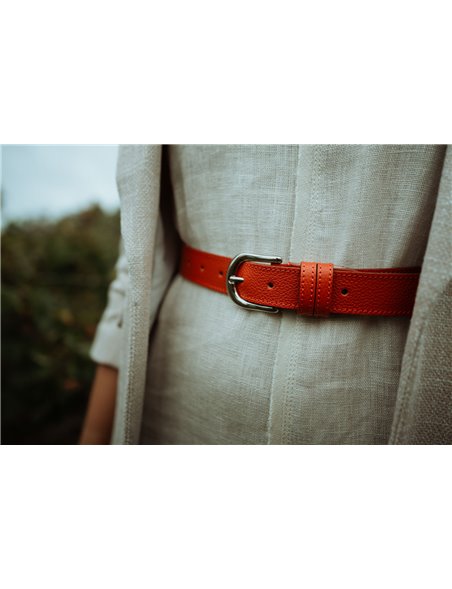Women's leather belt in grained cow leather - 30mm