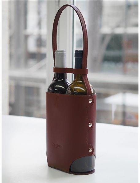 DE GRIMM Luxury leather duo wine bottle carrier